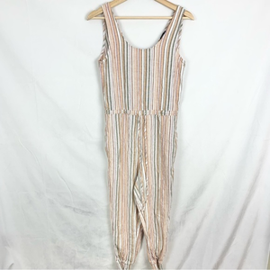 ANTHROPOLOGIE DREW Striped Linen Sleeveless Cropped Jumpsuit Sz XS